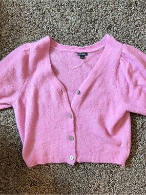 wild fable Pink Cropped V-Neck Button Cardigan